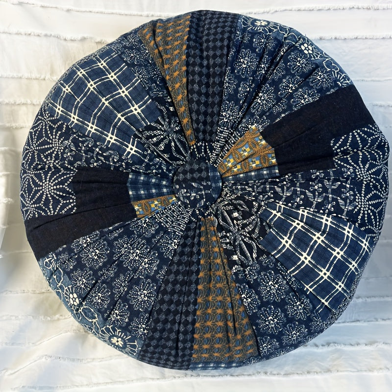 Bohemian Round Floor Pillow Thick Cushion – Vintage Colorful Floral Pattern, Fade-Resistant Cotton & PP Cotton, All-Season Decorative Living Accessory, Multiple Colors