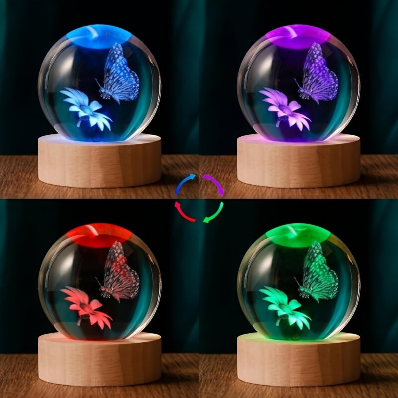 3D Butterfly Sunflower LED Night Light Colorful Glowing Statue - Decorative Ornament for Home & Office, Best Gift for Teens & Friends | Nuvia Haven