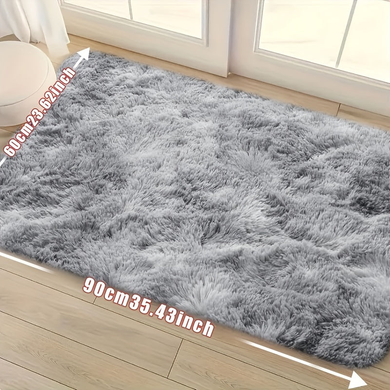 Tie-Dye Plush Mat Soft Absorbent Non-Slip Machine Washable Floor Mat for Living Room Bedroom Bathroom Dark Gray Black Light Gray Pink