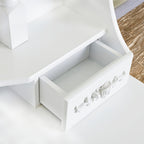 Vanity Desk with Mirror and 4 Drawers 360° Rotating Detachable Dressing Table with Stool – Modern White Makeup Table for Bedroom