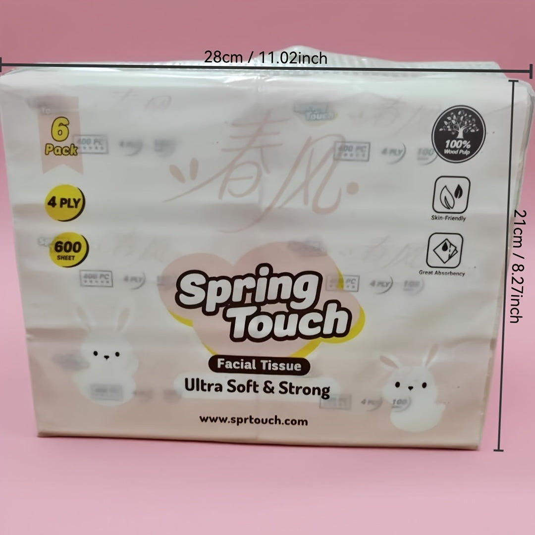 Ultrasoft 4-Ply Facial Tissues 12-Pack 400 Sheets Each - Unbleached, No Dyes, Lint-Free & Absorbent, Thick & Strong for Face Cleaning, Daily Use & Napkin Replacement