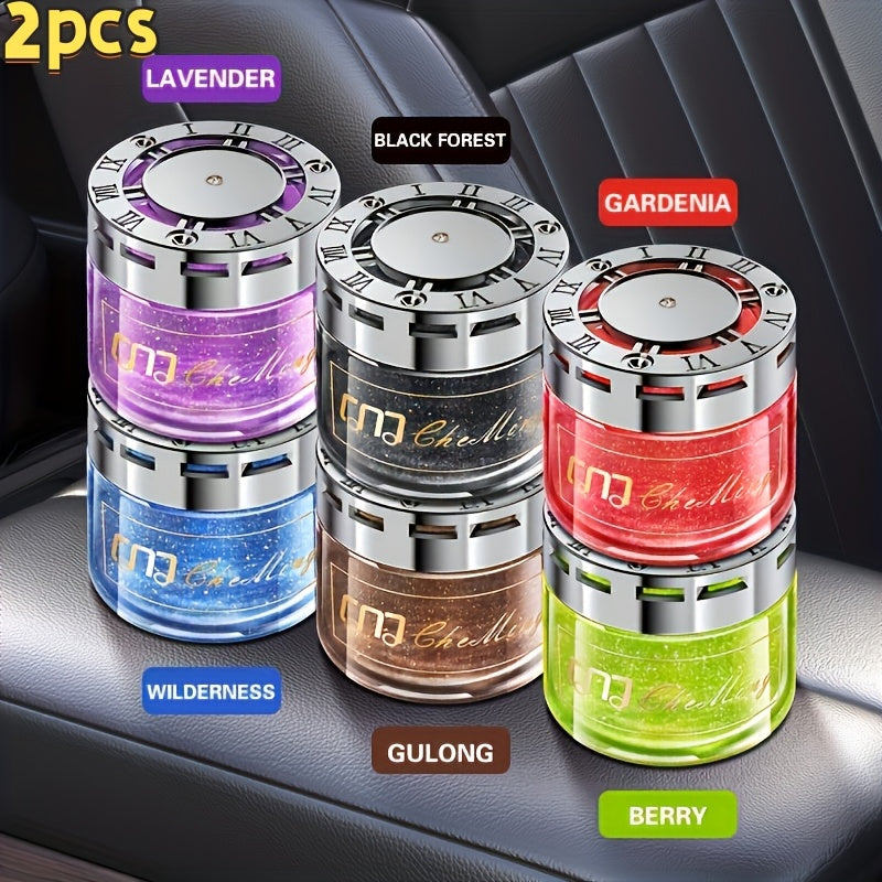 Solid Car Perfume Balm 2-Pack – Long-Lasting Light Fragrance Car Air Freshener & Interior Ornament, 5 Scent Combos: Lavender, Black Forest, Cologne, Wilderness & Gardenia Berry
