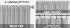 Linen Blackout Curtains 2 Panels – 100% Light Blocking Farmhouse Thermal Insulated Drapes, Rod Pocket Back Tab Ring Clips, Machine Washable, Living Room Bedroom, 9 Colors Multiple Sizes