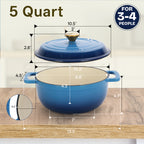 Dutch Oven 5QT 6QT 7.5QT Enameled Cast Iron Cookware with Lid Silicone Handles Oven Safe 500°F Bread Baking Stews Roasts Multiple Colors