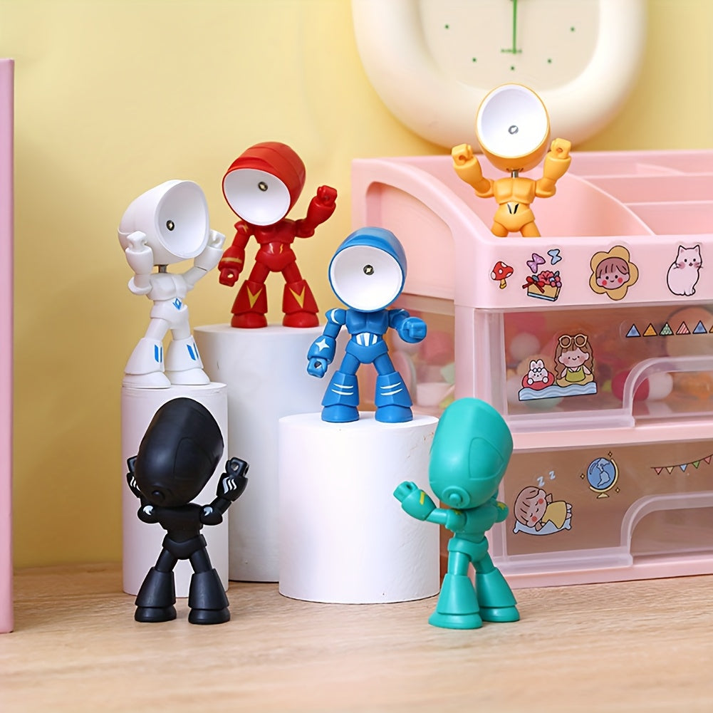 LED Robot Night Light Mini Cute Cartoon Desk Lamp Desktop Decoration for Kids Bedroom Office Holiday Birthday Gift