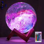 Moon Lamp 3D Galaxy Night Light 16 Colors 5.9 Inch with Wooden Stand & Remote Control USB - Color Changing LED Moon Globe Lamp, Perfect Birthday Gift for Women Men Couples Kids Room Home Decor