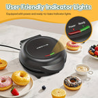 Mini Donut Maker Machine 7-Slot | Waffle Cake Maker for Breakfast Snacks & Desserts | Compact Home Baking Appliance for Kids and Families