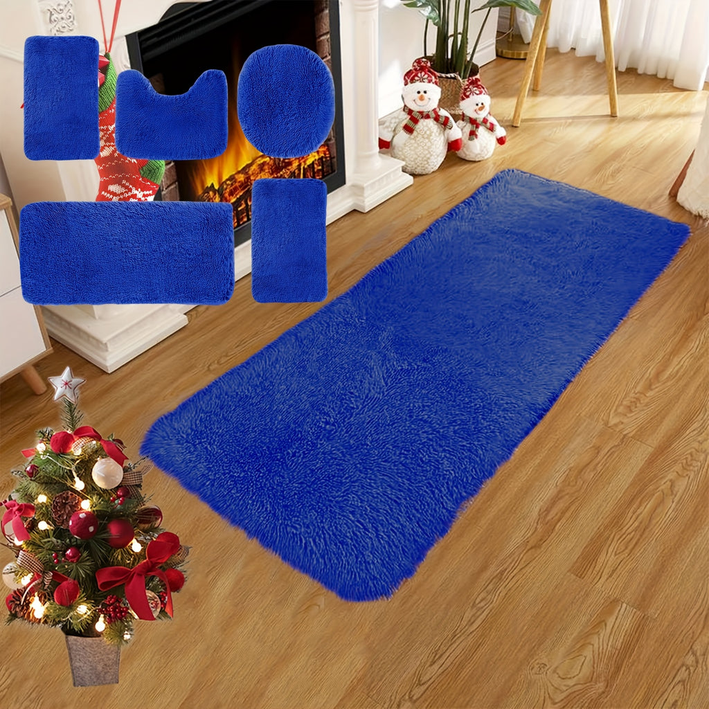 Plush Bath Rugs Set 1-6 Pieces, Multi-Color Microfiber Non-Slip Bathroom Mats – Soft Water Absorbent Thick Machine Washable Toilet Mats for Bathroom, Tub & Shower