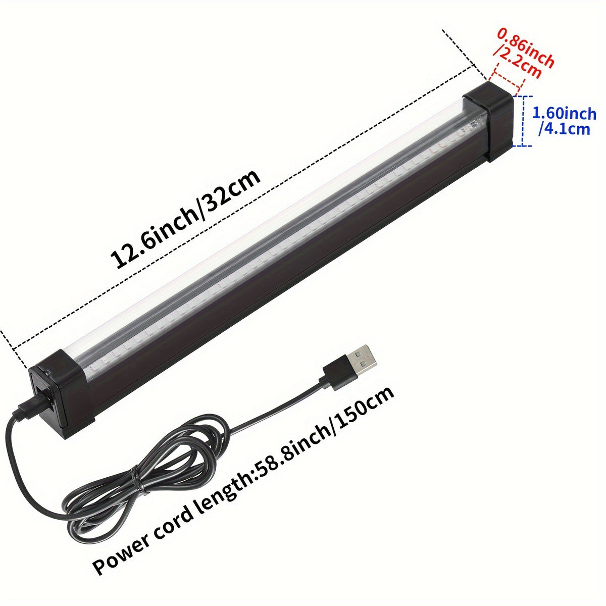 UV LED Blacklight Bar 12.6 Inch USB 5V 385-400nm Black Light Strip with Switch for Halloween Party Decoration, Stage Lighting, Club Disco, Christmas, Valentine's Day - 2 Pack & Single Options