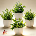 Mini Artificial Eucalyptus Potted Plant Set of 4 – Faux Simulation Desk Plants for Home, Office, Bathroom, Room Decor, Thanksgiving, Christmas & New Year Decoration