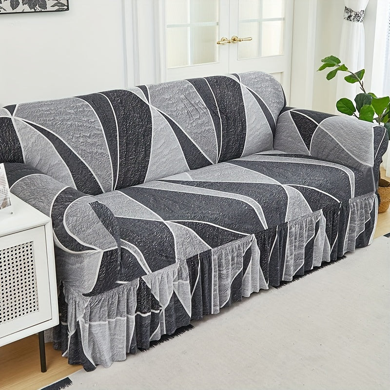 Printed Skirt Sofa Slipcover 1pc - Elastic Pet Anti-Dirt All-Purpose Sofa Protection Cover for Living Room Home Decor Sofa Cushion Cover