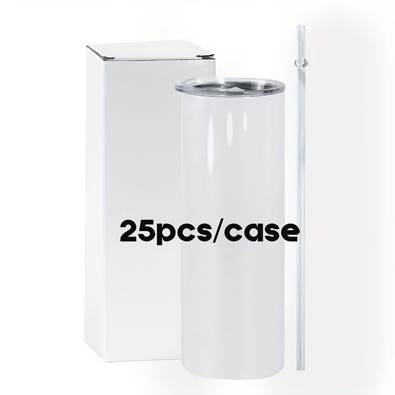 25pcs 20oz Stainless Steel Double Wall Insulated Sublimation Tumbler Bulk Set with Lids & Straws - Minimalist Leakproof Reusable Cup for Office Camping Students | Nuvia Haven