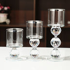 Crystal Candlestick Holders Set of 3 – Polished Romantic Desktop Display for Weddings, Anniversaries, Christmas, Halloween, Easter, Thanksgiving & Valentine’s Day Home Decor