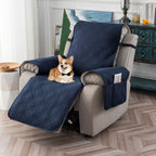 Waterproof Recliner Cover Pet Scratch-Resistant, 5-Layer Quilted Non-Slip Recliner Chair Slipcover with Pocket & Elastic Straps, Easy-Care Polyester Furniture Protector for Living Room, Bedroom & Office, Coffee/Gray