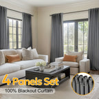 100% Blackout Curtains Back Tab & Rod Pocket for Bedroom Living Room - Thermal Insulated Darkening Drapes 2 & 4 Panel Sets for Windows Office Kitchen, Modern Home Decor