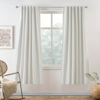 Linen Blackout Curtains 2 Panels – 100% Light Blocking Farmhouse Thermal Insulated Drapes, Rod Pocket Back Tab Ring Clips, Machine Washable, Living Room Bedroom, 9 Colors Multiple Sizes
