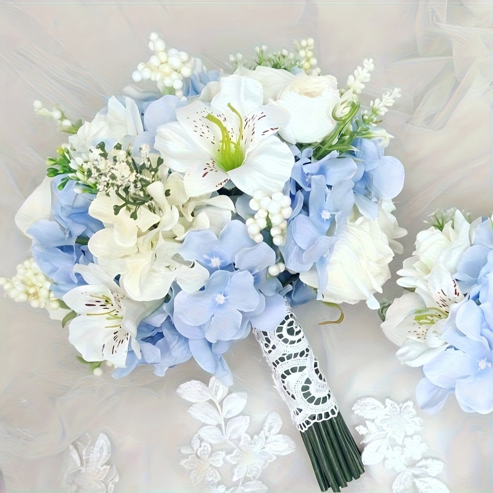 Silky Hydrangea Artificial Flowers 20/40 Pack, 16.2 Inch Blue & White – Outdoor Faux Hydrangea Stems for Wedding, Garden, Home Party, Exhibition & Christmas Decorations