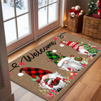 Christmas Gnome Doormat Non-Slip Machine Washable 6mm Thick Holiday Welcome Mat 100% Polyester Winter Home Decoration Indoor Outdoor Entry Rug - 19.6x31.4 and 31x47 Inch
