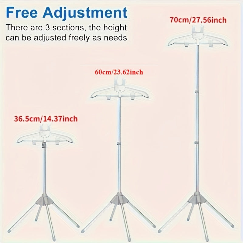 Foldable Ironing Rack & Clothes Drying Rack – Height-Adjustable, 360° Rotating Arm, Space-Saving Telescopic Laundry Stand for Home & Small Spaces | Black & Grey