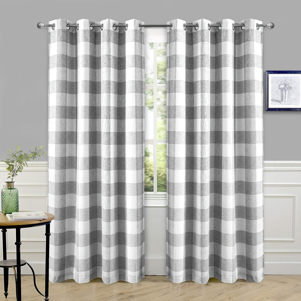 Buffalo Plaid Blackout Curtains Farmhouse Thermal Insulated Drapes | Room Darkening Window Panels for Bedroom Dining Room, 9 Colors 14 Sizes, Single or 2-Panel Set