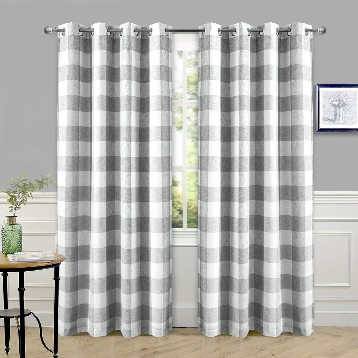 Buffalo Plaid Blackout Curtains Farmhouse Thermal Insulated Drapes | Room Darkening Window Panels for Bedroom Dining Room, 9 Colors 14 Sizes, Single or 2-Panel Set