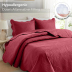 Luxury Quilted Bedspread Set 3 Piece Floral Coverlet with Pillow Shams Breathable Lightweight All Season - Twin Queen King California King 16 Colors