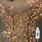 Cherry Blossom LED Chandelier Rattan Light, 96/144 LED USB Powered with 8 Modes – Hanging Flower String Light for Indoor Outdoor Holiday Party, Halloween, Christmas, Valentine’s Day & Seasonal Decor