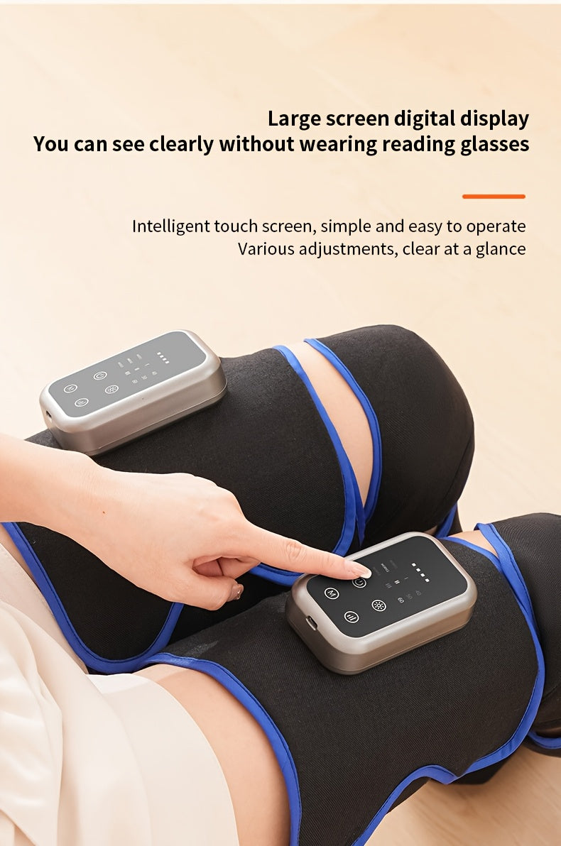 Full Leg Massager with Heat & Vibration Cordless Rechargeable – 4 Modes Pneumatic Compression for Calves Thighs Knees Ankles Soles, Large Screen, Mother's Day Father's Day Gift