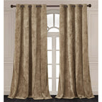 Luxury Distressed Crushed Velvet Curtains - 4-Piece Set (2 Panels + 2 Tiebacks), Grommet Top, Room Darkening | 10 Colors, 3 Sizes