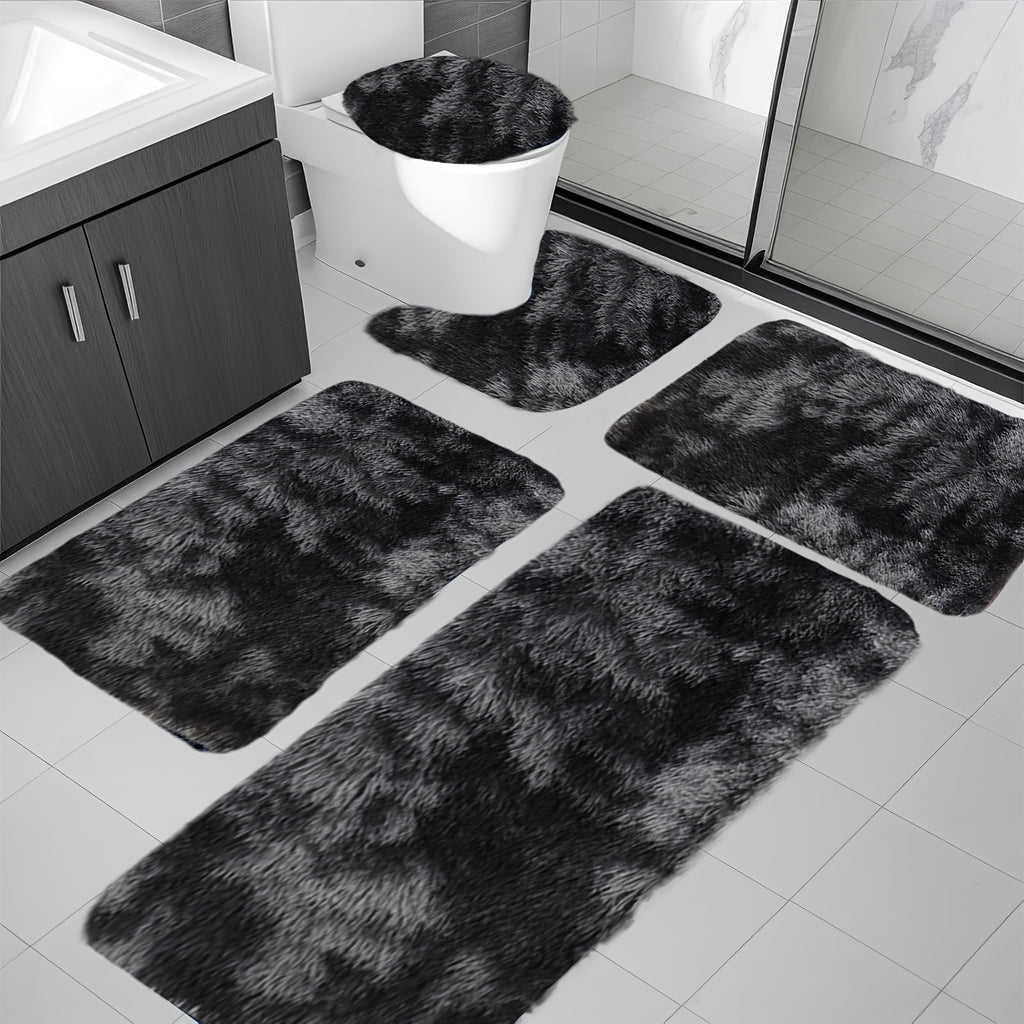 Plush Bath Rugs Set 1-6 Pieces, Multi-Color Microfiber Non-Slip Bathroom Mats – Soft Water Absorbent Thick Machine Washable Toilet Mats for Bathroom, Tub & Shower