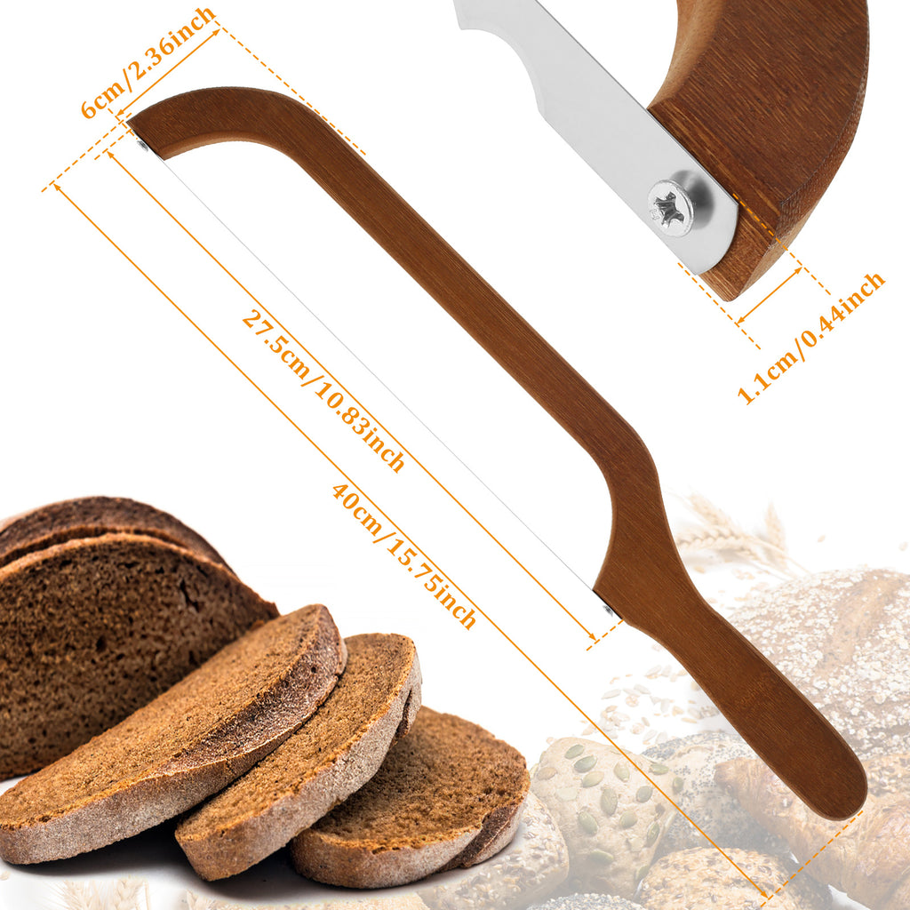 Serrated Bread Knife with Bamboo Handle - 15.7 Inch Stainless Steel Bagel Slicer for Sourdough, Baguettes and Homemade Loaves - Sharp Bread Cutter for Bakers and Home Kitchens