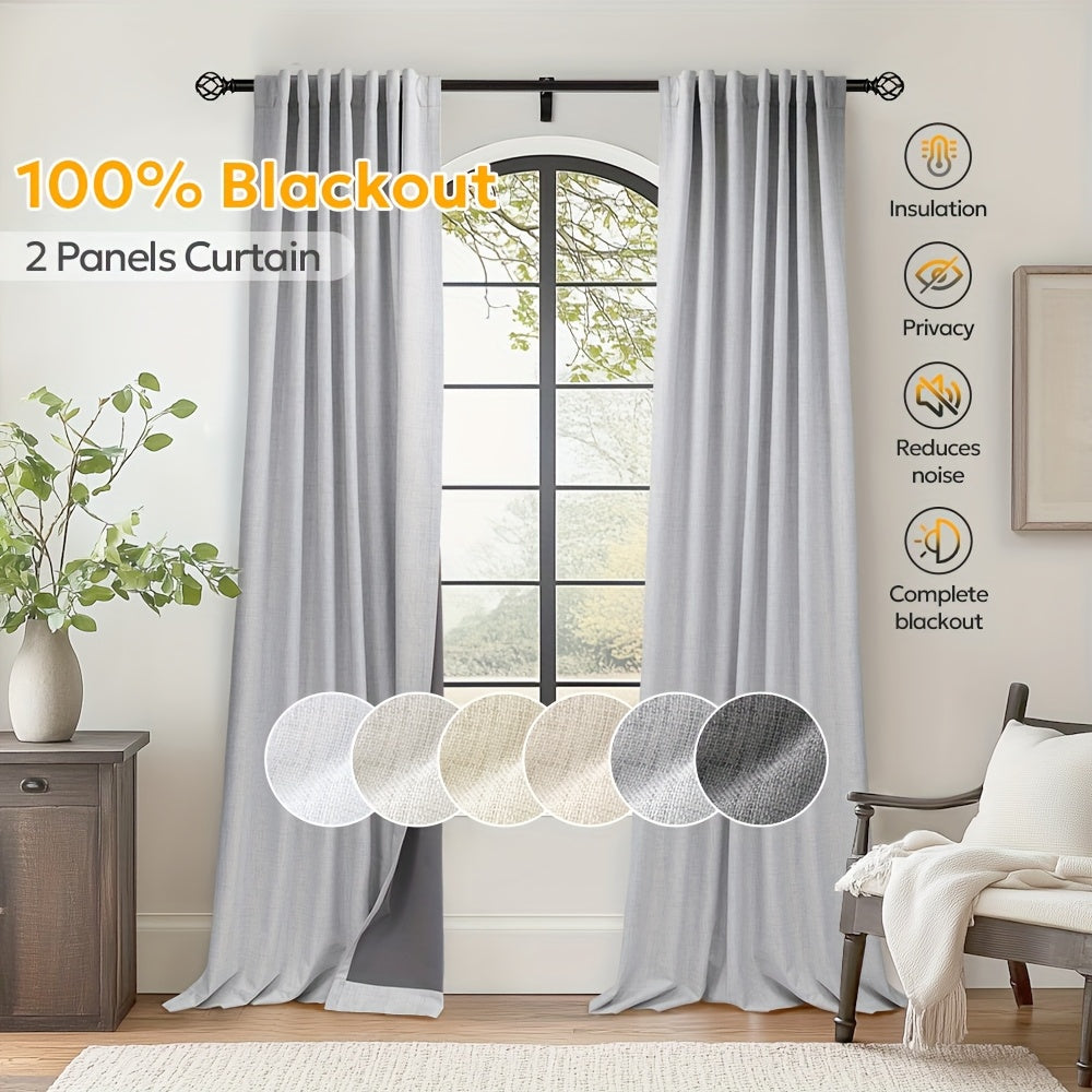 100% Blackout Curtains Back Tab & Rod Pocket for Bedroom Living Room - Thermal Insulated Darkening Drapes 2 & 4 Panel Sets for Windows Office Kitchen, Modern Home Decor