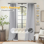 100% Blackout Curtains Back Tab & Rod Pocket for Bedroom Living Room - Thermal Insulated Darkening Drapes 2 & 4 Panel Sets for Windows Office Kitchen, Modern Home Decor