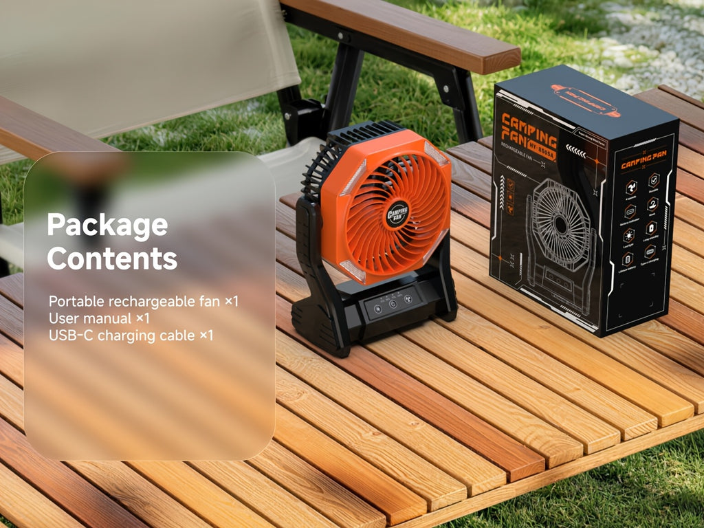Camping Fan 20000mAh Battery LED Light 4-Speed Brushless Motor 180 Degree Oscillation 22-26H Runtime Portable Rechargeable Outdoor Fan for Camping Hiking Picnic Emergency Power Outage Green