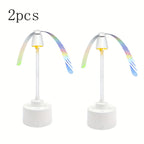 Food Guard Fly Repellent Fan 2-Pack Tabletop Holographic Blade Fly Fan with Ambient Light Battery Powered Foldable Portable for Picnic BBQ Party Camping Outdoor Indoor