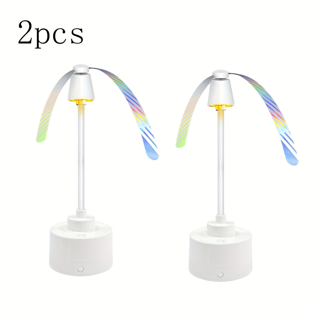 Food Guard Fly Repellent Fan 2-Pack Tabletop Holographic Blade Fly Fan with Ambient Light Battery Powered Foldable Portable for Picnic BBQ Party Camping Outdoor Indoor