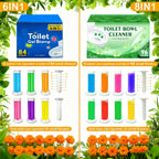 Toilet Cleaning Gel Stamps with Dispenser & Air-Freshening Fragrance – 8 Pieces / 96 Gel Patterns Toilet Bowl Cleaner for Ceramic Surfaces, Bathrooms & Kitchens