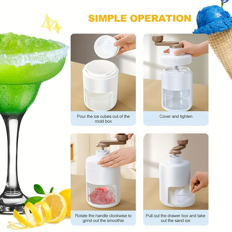 Manual Ice Shaver Machine Hand-Powered BPA-Free Plastic Crusher for Shaved Ice, Snow Cones & Slushies – Includes Ice Cube Trays, Perfect for Home, Parties, Picnics & BBQs
