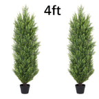 Artificial Cedar Topiary Trees 2-Pack - UV-Resistant Faux Greenery for Outdoor & Indoor, Modern Faux Topiary for Patio, Garden, Entryway & Office Decor