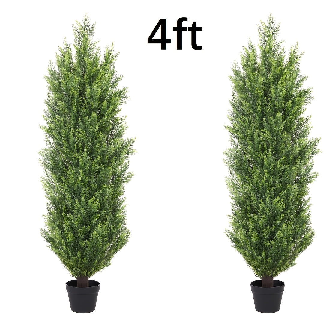 Artificial Cedar Topiary Trees 2-Pack - UV-Resistant Faux Greenery for Outdoor & Indoor, Modern Faux Topiary for Patio, Garden, Entryway & Office Decor