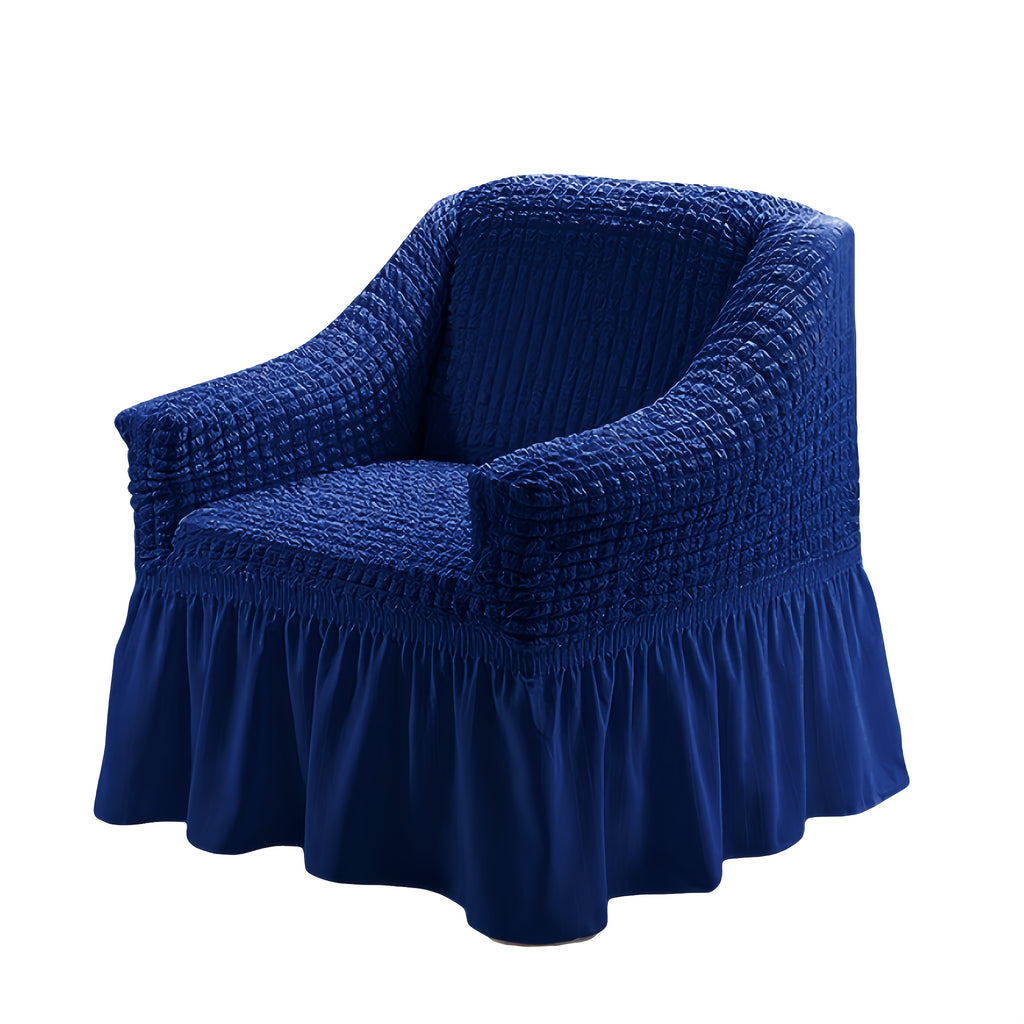 Seersucker Sofa Cover All-In-One Stretch Slipcover – Elastic Band Polyester Spandex Machine Washable Couch Protector for Armchair Loveseat 1 2 3 4 Seater Solid Color
