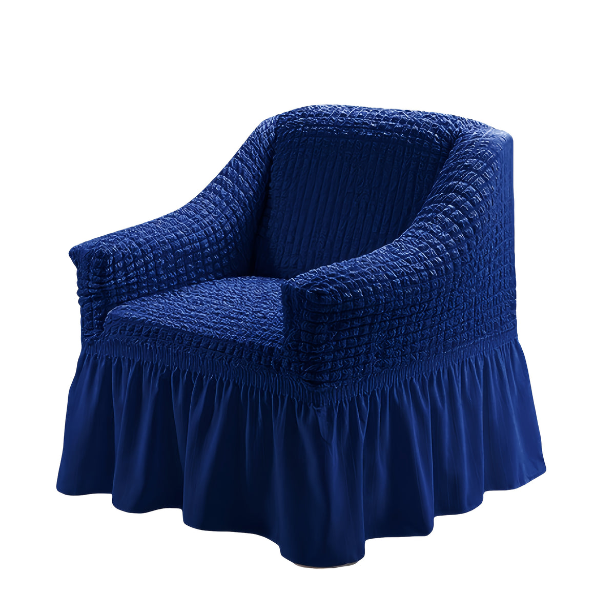 Seersucker Sofa Cover All-In-One Stretch Slipcover – Elastic Band Polyester Spandex Machine Washable Couch Protector for Armchair Loveseat 1 2 3 4 Seater Solid Color