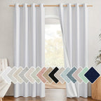 Linen Blackout Curtains 2 Panels 100% Farmhouse Grommet Top – Thermal Insulated Thick Window Drapes for Living Room Bedroom, 11 Colors 6 Sizes