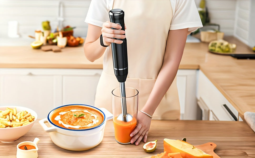 400W Immersion Hand Blender Stick Mixer with 304 Stainless Steel Blades, 2 Speeds & Turbo Mode, Detachable Base – 5-in-1 Set Available, Perfect for Soups, Smoothies, Purees & Baby Food