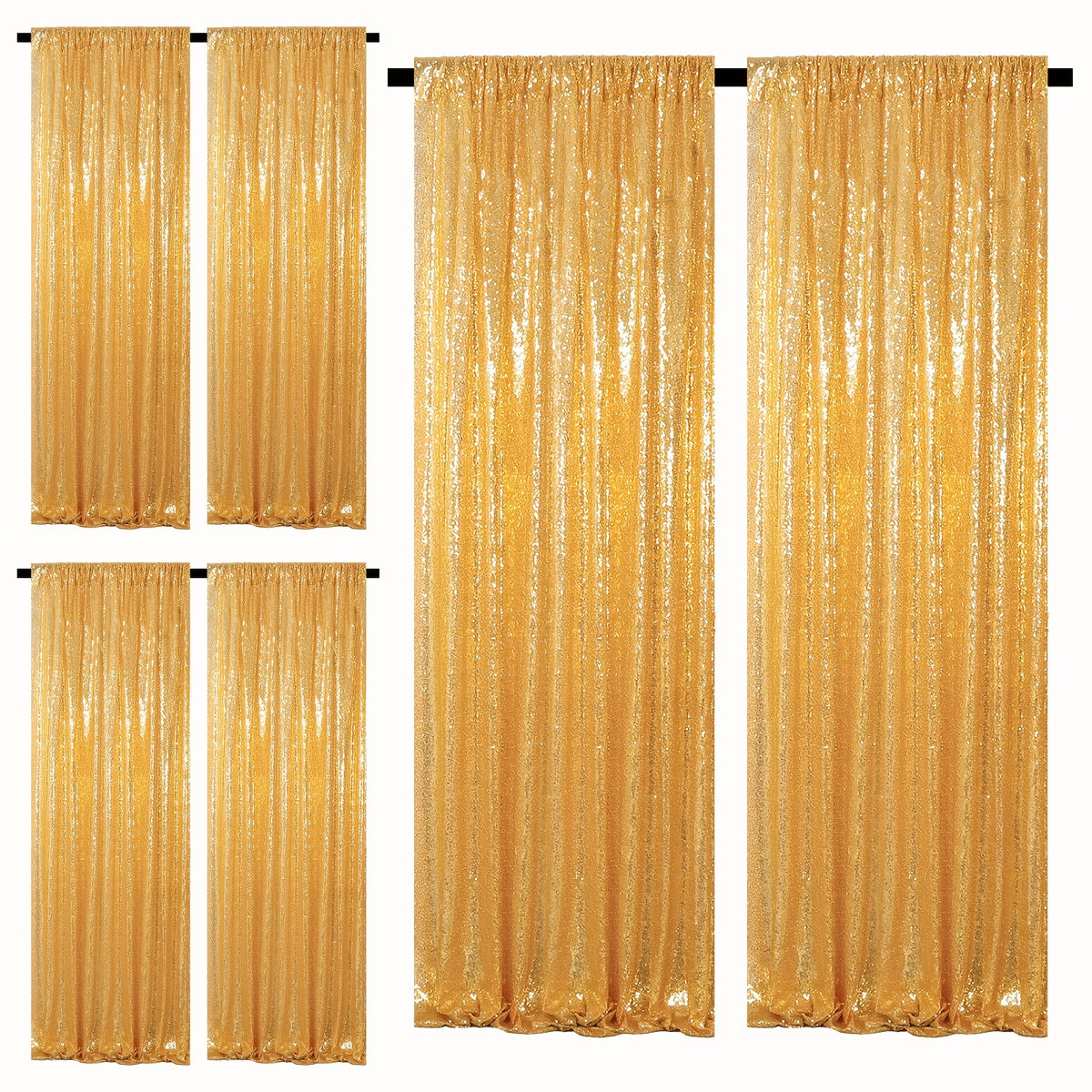 Sequin Backdrop Curtains – Glitter Party & Wedding Background Panels, 2ft×8ft per Panel, 4/6/8 Panel Sets, 29 Colors for Birthday, Stage, Bridal & Event Decor