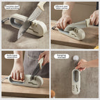 4-Stage Knife Sharpener Professional Manual Sharpener - Multi-Purpose Kitchen Knife Sharpener for Ceramic, Scissors & Hunting Knives, Anti-Slip Ergonomic Handle, Stone Design Blade Sharpener