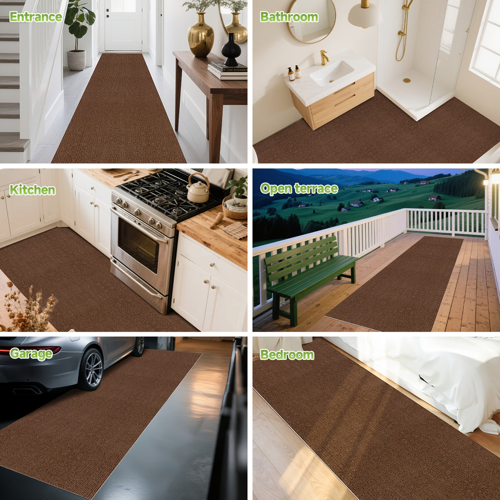 Non-Slip Runner Rug Washable & Cuttable – Low-Profile Hallway Rug for Kitchen, Living Room, Bedroom, Balcony & Poolside – Multiple Sizes 60x180 to 60x600cm