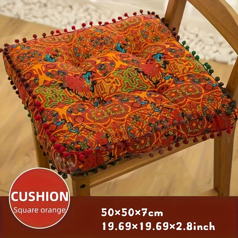 Moroccan Chair Cushion Seat Pad – Soft Bohemian Floor Cushion with Cover & Fiberfill, Multifunctional Indoor Outdoor Bench Pad, Hand Washable Decorative Home Decor for Living Room Bedroom, Valentine's Day Gift