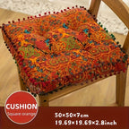 Moroccan Boho Chair Cushion Seat Pad with Removable Cover & Fiberfill – Bohemian Floor Cushion for Indoor Outdoor Chairs, Benches, Living Room, Bedroom, Patio, Hand Washable Decorative Home Decor