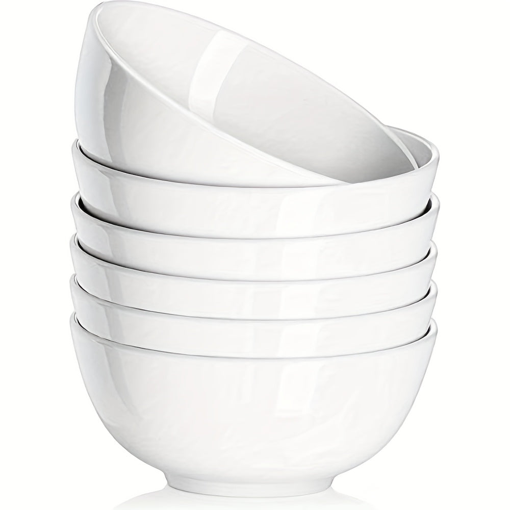 White Ceramic Bowl Set 22oz – Soup, Cereal, Ramen, Oatmeal, Salad & Rice Bowls for Kitchen | 4 or 6 Piece Set | Dishwasher & Microwave Safe